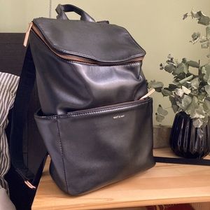 Matt & Nat black backpack with rose gold zippers